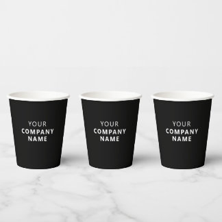 Custom company name black professional 8oz paper cups