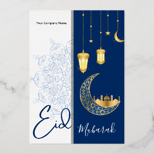 Custom Company Name  Eid Mubarak Greeting  Foil Holiday Card