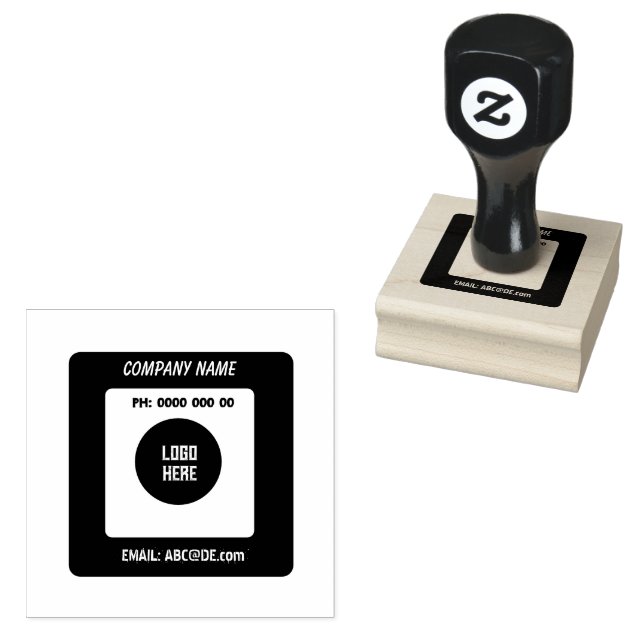 Custom Company Name Phone Email with Logo Printed  Rubber Stamp (Stamped)