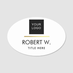 Custom Company Professional Business Logo White Name Tag