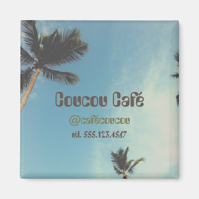 Custom company promo retro palm trees magnet (Front)