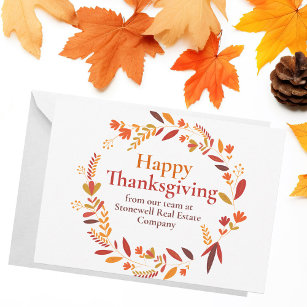 Custom Company Thanksgiving Beautiful Autumn Leaf Card