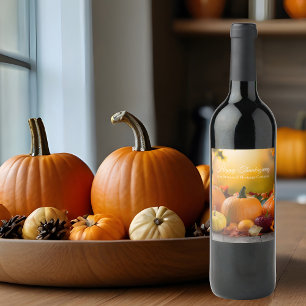 Custom Company Thanksgiving Marketing Pumpkin Wine Label
