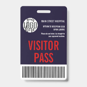 Custom Company Visitor Pass Barcode Logo ID Badge