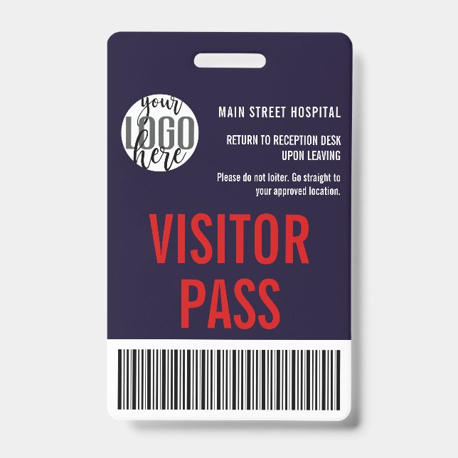 Custom Company Visitor Pass Barcode Logo ID Badge (Front)
