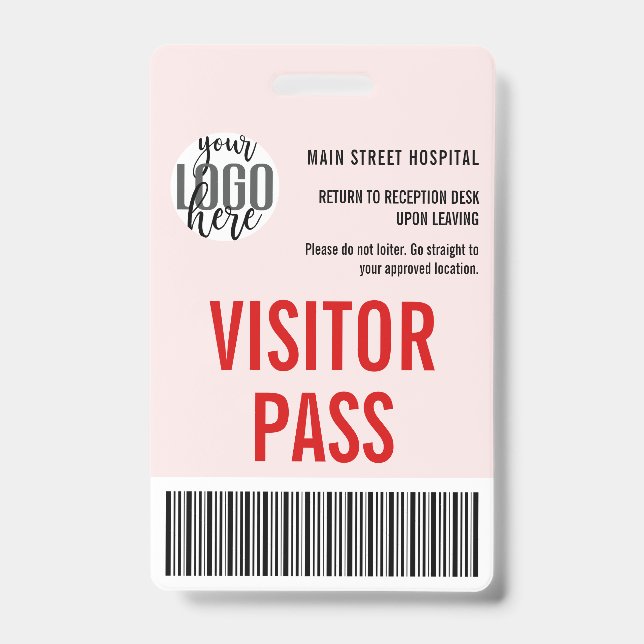 Custom Company Visitor Pass Barcode Logo ID Badge (Front)