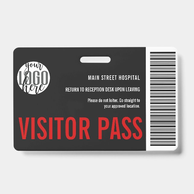 Custom Company Visitor Pass Barcode Logo ID Badge (Front)