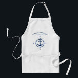 Custom Compass Nautical Anchor Navy Blue & White Standard Apron<br><div class="desc">A Custom Nautical Compass Anchor with Personalised Captain or other Title and Your Boat Name or other custom text in Navy Blue on an Adult BBQ Chef Apron. Makes a great gift and conversation piece for any occasion.</div>