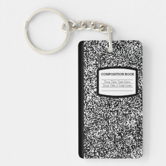 Custom Composition Book Black/White School/Teacher Key Ring