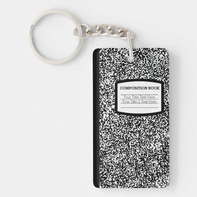Custom Composition Book Black/White School/Teacher Key Ring (Front)