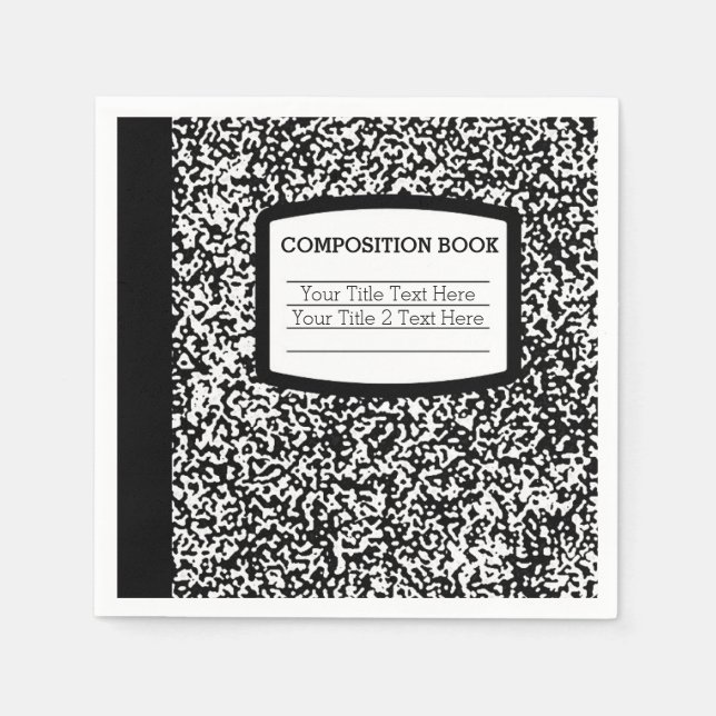 Custom Composition Book Black/White School/Teacher Napkin (Front)