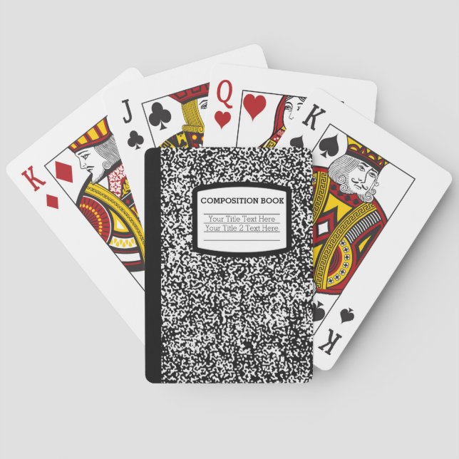 Custom Composition Book Black/White School/Teacher Playing Cards (Back)