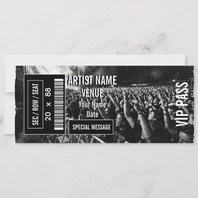 Custom Concert Ticket Gift Idea DIY Event Ticket Invitation (Front)