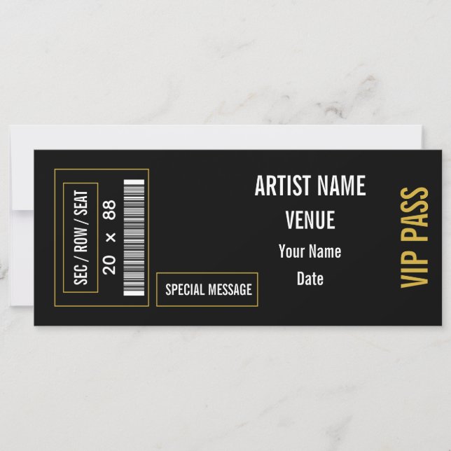 Custom Concert Ticket Gift Idea DIY Event Ticket  Invitation (Front)