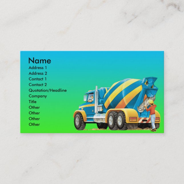 Custom Concrete and Cement Mixer Business Card (Front)