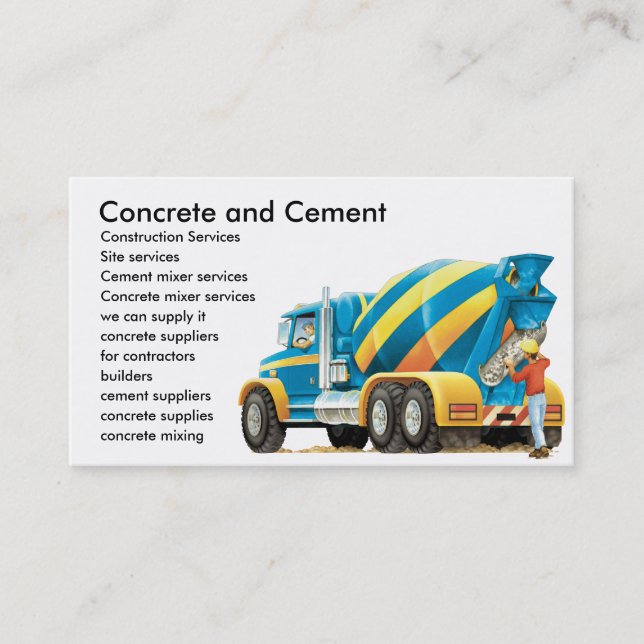 Custom Concrete Cement Construction Business Card (Front)