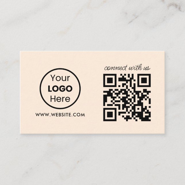 Custom Connect With Us QR code | Company Logo Business Card (Front)