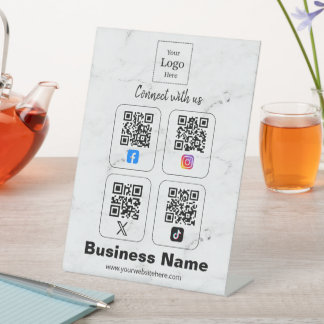Custom Connect with us Social Media qr Pedestal Sign