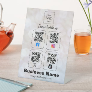 Custom Connect with us Social Media qr Pedestal Sign