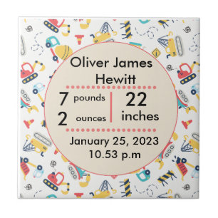 Custom construction birth stats ceramic tile