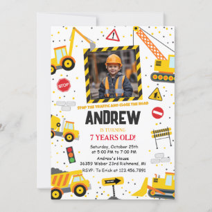 Custom Construction Birthday Party with Image Invitation