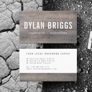 Custom Construction Carpenter Woodwork Minimalist Business Card
