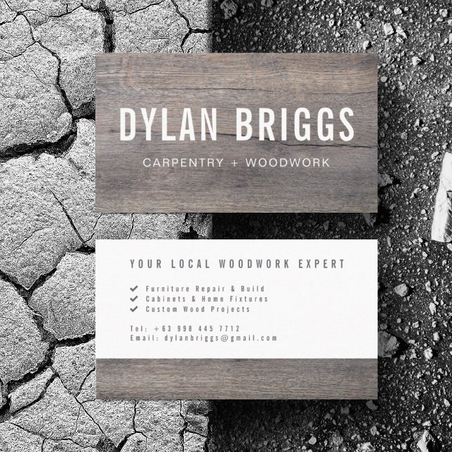 Custom Construction Carpenter Woodwork Minimalist Business Card (Personalize with your business card details)