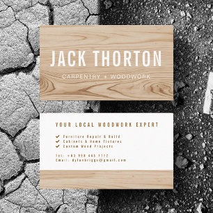 Custom Construction Carpenter Woodwork Minimalist Business Card