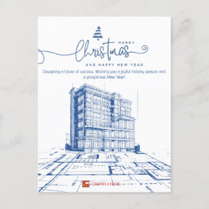 Custom Construction & Design, Architect Blueprint Holiday Postcard