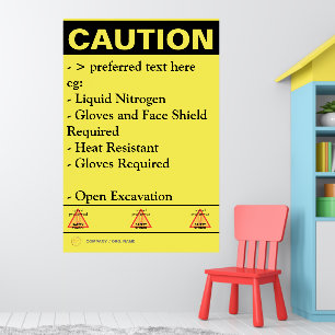 Custom Construction Safety Caution Notice Board    Poster
