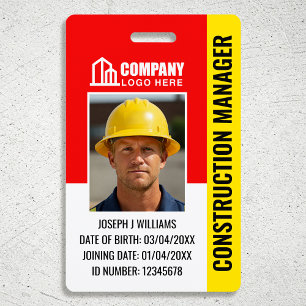 Custom Construction Site ID Logo QR Code Red Black Badge