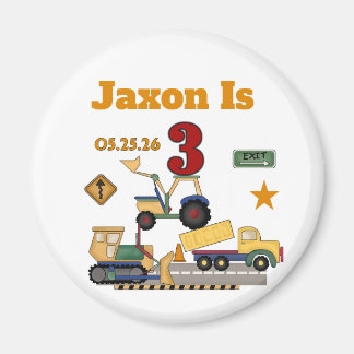 Custom Construction Vehicles 3rd Birthday Magnet