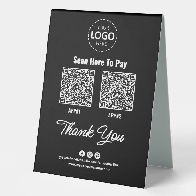 Custom Contactless Payment QR Code Black  (Front)
