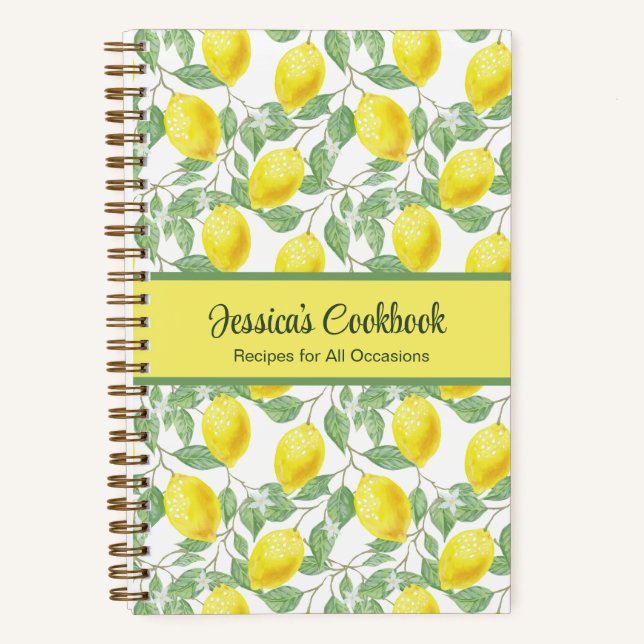 Custom Cookbook with Lemons Notebook (Front)