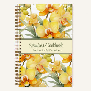 Custom Cookbook Yellow Orchids Recipes Notebook