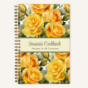 Custom Cookbook Yellow Roses Recipes Notebook