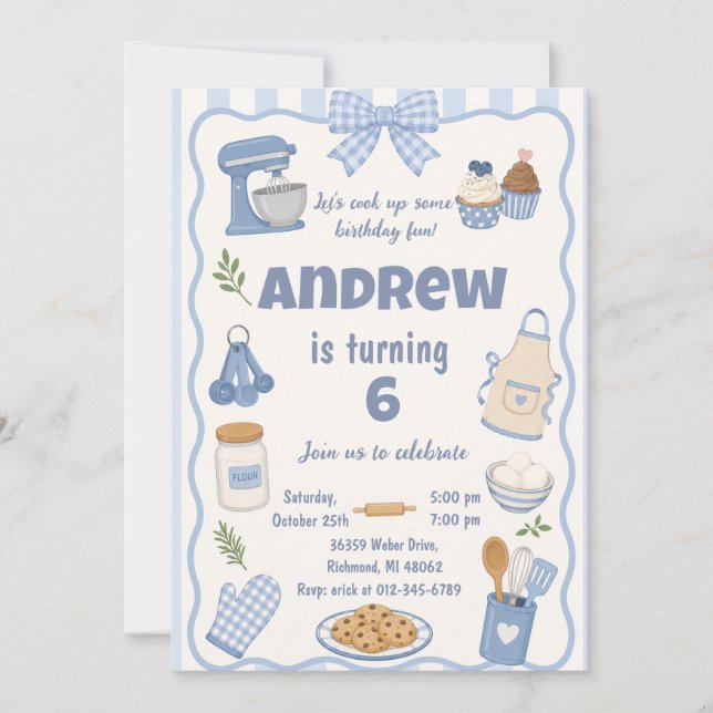 Custom Cooking Chef Birthday party Invitation (Front)