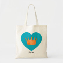 Custom Cool Aesthetic Orange Crown in Blue Heart 