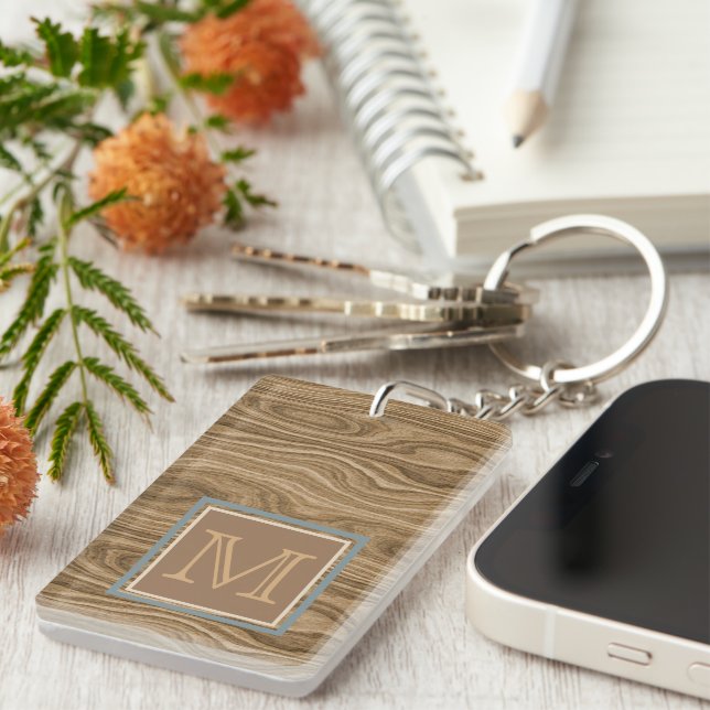 Custom Cool Artistic Abstract Wood Grain Pattern Key Ring (Front Right)