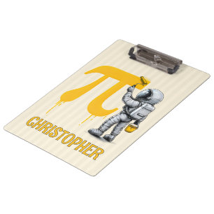 Custom Cool Astronaut Painting Pi Symbol Pi Day  Clipboard