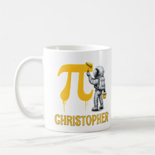 Custom Cool Astronaut Painting Pi Symbol Pi Day Coffee Mug