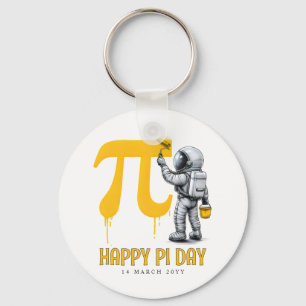Custom Cool Astronaut Painting Pi Symbol Pi Day Key Ring