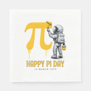 Custom Cool Astronaut Painting Pi Symbol Pi Day Napkin