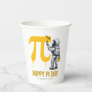 Custom Cool Astronaut Painting Pi Symbol Pi Day Paper Cups