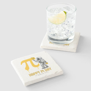 Custom Cool Astronaut Painting Pi Symbol Pi Day Stone Coaster