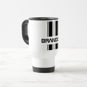 Custom Cool Black And White Auto Race Sport Stripe Travel Mug