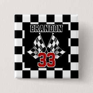 Custom Cool Black And White Chequered Flag Pattern 15 Cm Square Badge
