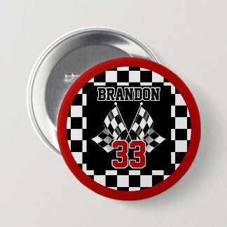 Custom Cool Black And White Chequered Flag Pattern 7.5 Cm Round Badge