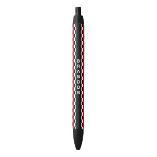 Custom Cool Black And White Chequered Flag Pattern Black Ink Pen