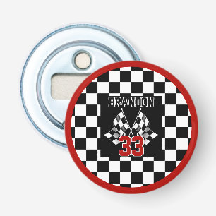 Custom Cool Black And White Chequered Flag Pattern Bottle Opener